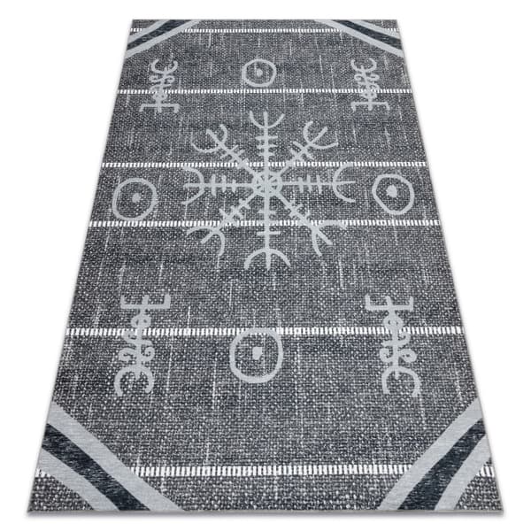 ANTIKA matta 118 tek, modern aztec, tvättbar - grå , 120x170 cm