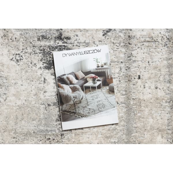 Modern Matta TULS strukturell, fringe 51321 vintage, Ram, rosette beige / grå , 240x330 cm