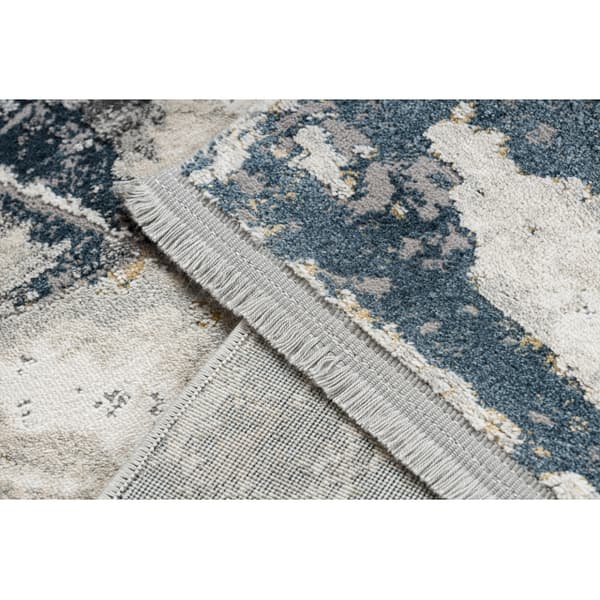 Modern Matta TULS strukturell, fringe 51326 geometrisk, mosaik ivory / blå, 240x330 cm