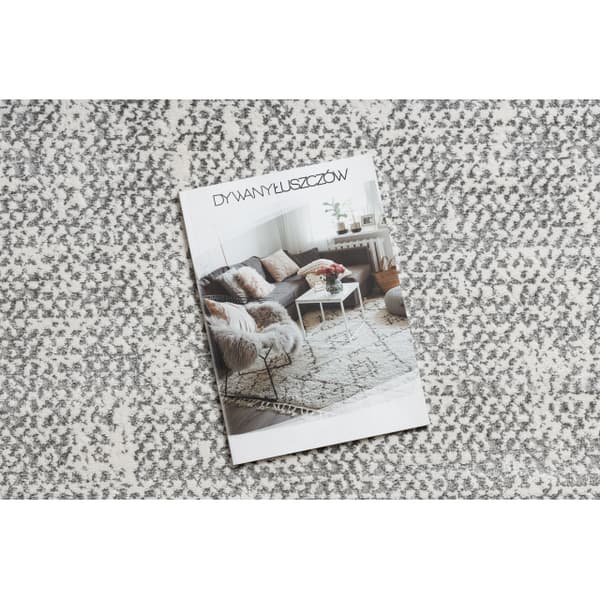 Modern Matta TULS strukturell, fringe 51325 melange elfenben / grå , 240x330 cm