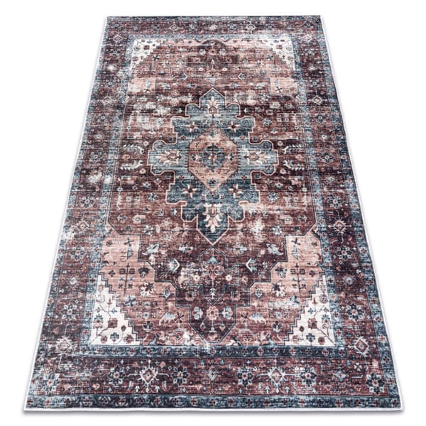ANDRE 1826 tæppe skal vaskes Ornament, årgang skridsikker - brun / blå , 120x170 cm