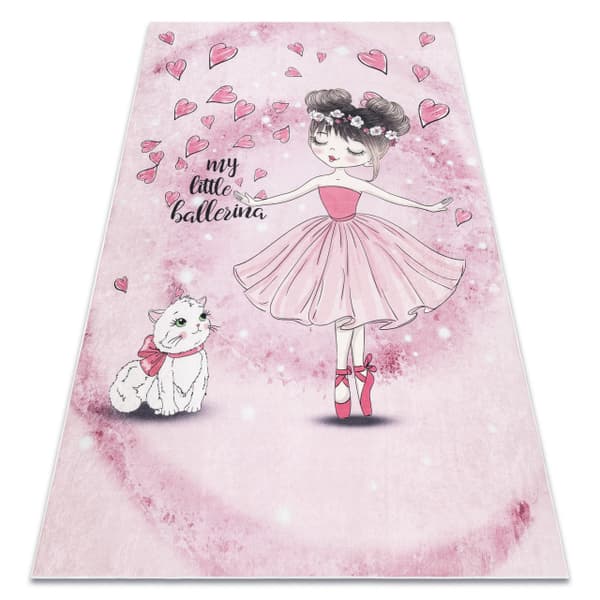 BAMBINO 2185 pesumatto Ballerina, kissa lapsille liukueste - pinkki, 140x190 cm