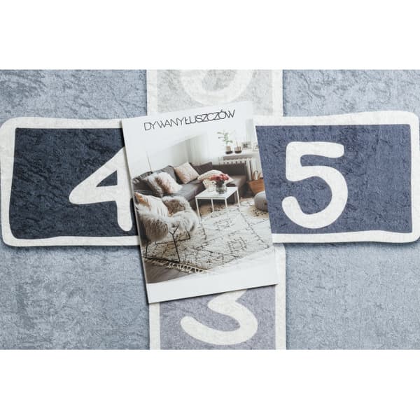 BAMBINO 2279 pesumatto Streets, hopscotch, numerot lapsille liukueste - harmaa, 120x170 cm