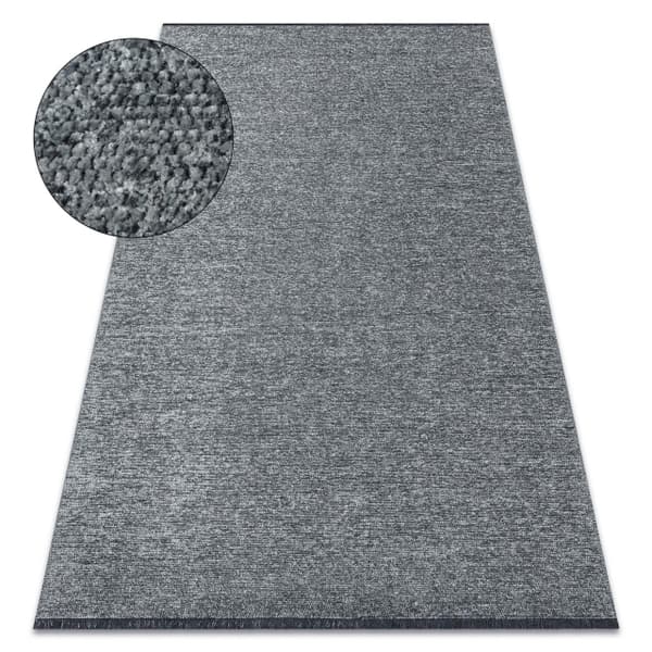 Matta FLORENCE 24021 Enfärgad, glamour, flatvävd, fransar - grå, 175x270 cm