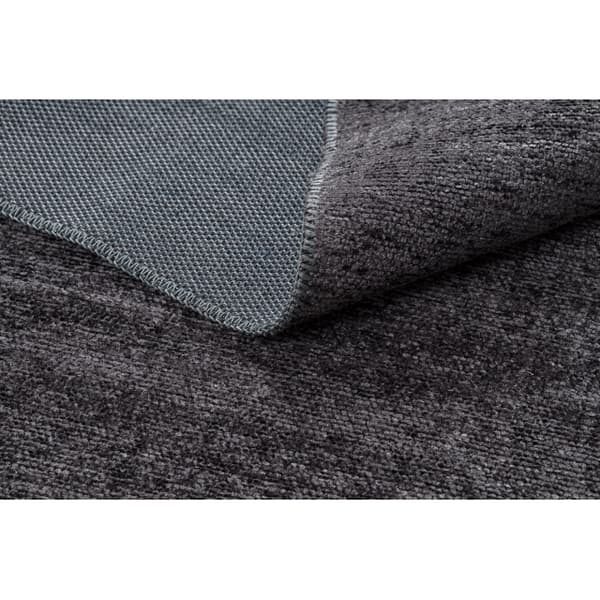Matta FLORENCE 24021 Enfärgad, glamour, flatvävd, fransar - antracit, 175x270 cm