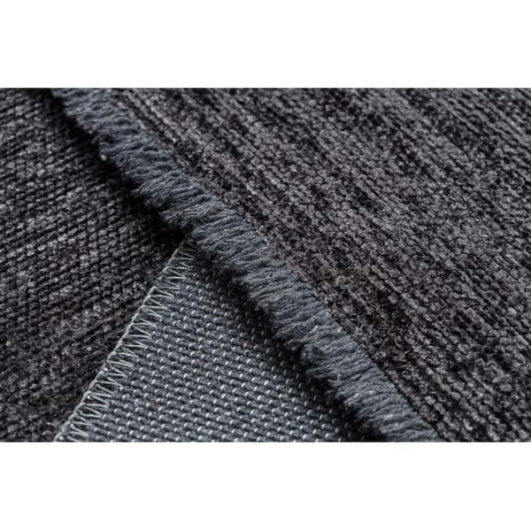 Matta FLORENCE 24021 Enfärgad, glamour, flatvävd, fransar - antracit, 175x270 cm