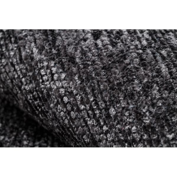 Matta FLORENCE 24021 Enfärgad, glamour, flatvävd, fransar - antracit, 175x270 cm