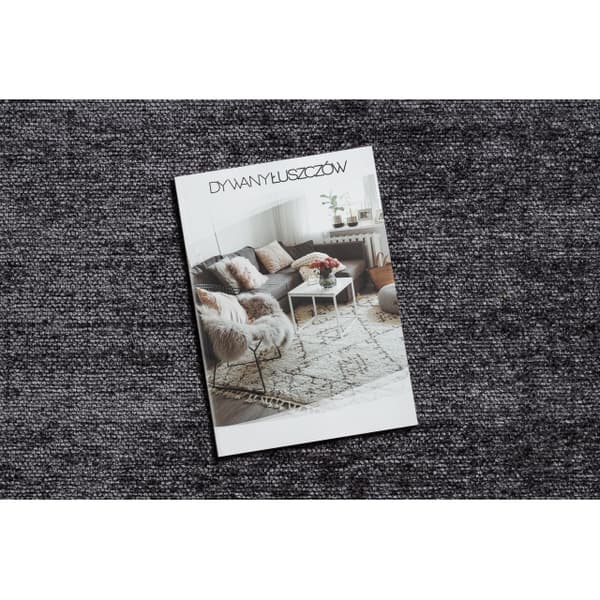 Matta FLORENCE 24021 Enfärgad, glamour, flatvävd, fransar - antracit, 175x270 cm