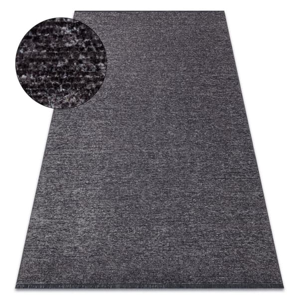 Matta FLORENCE 24021 Enfärgad, glamour, flatvävd, fransar - antracit, 175x270 cm