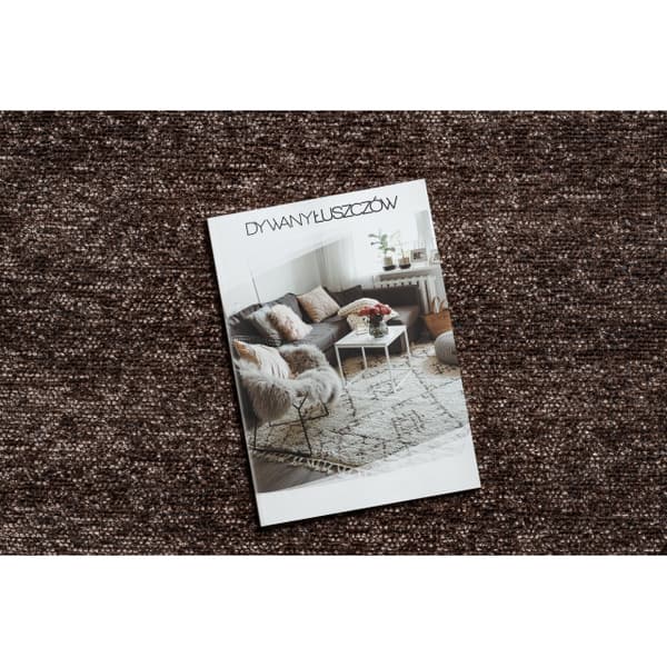 Matta FLORENCE 24021 Enfärgad, glamour, flatvävd, fransar - brun, 175x270 cm