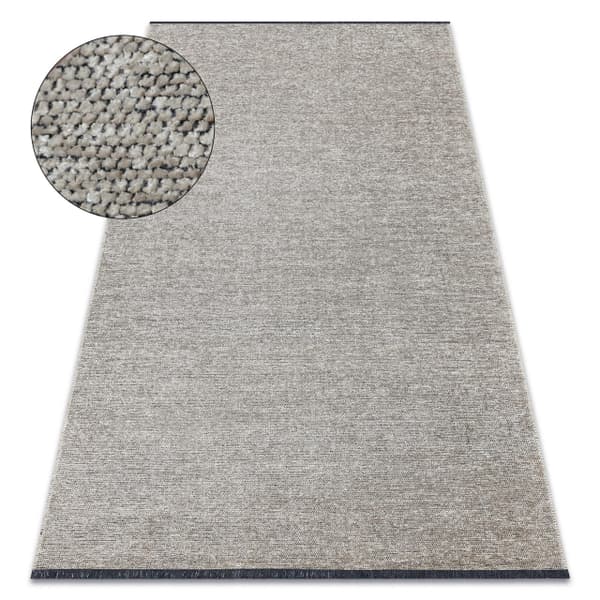Matto FLORENCE 24021 Yksivärinen, glamouri, litteä kudottu, hapsut - beige, 118x170 cm