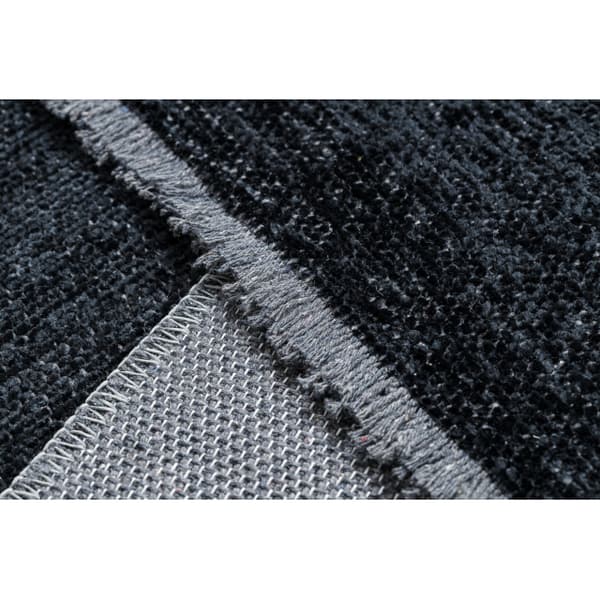 Matta FLORENCE 24021 Enfärgad, glamour, flatvävd, fransar - svart, 175x270 cm