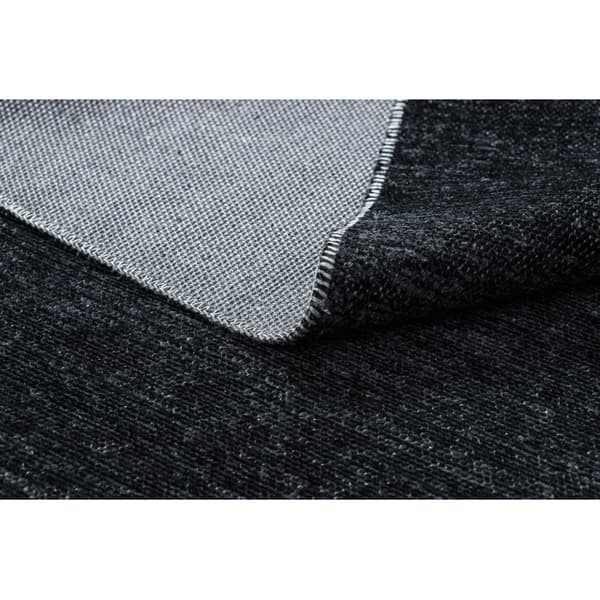 Matta FLORENCE 24021 Enfärgad, glamour, flatvävd, fransar - svart, 175x270 cm