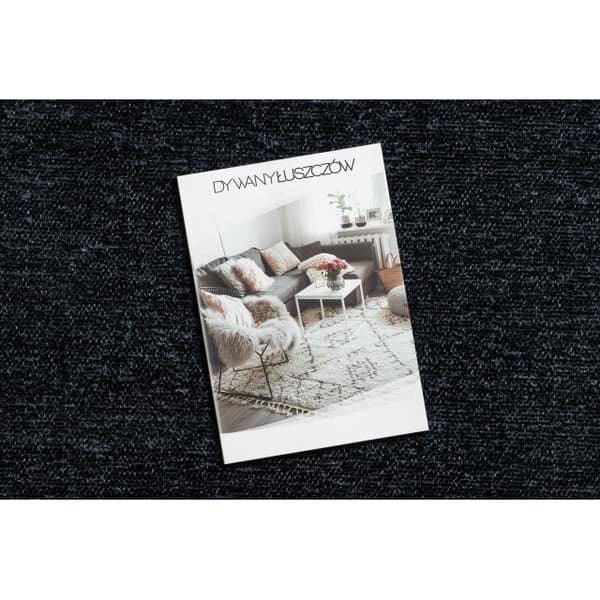 Matta FLORENCE 24021 Enfärgad, glamour, flatvävd, fransar - svart, 175x270 cm