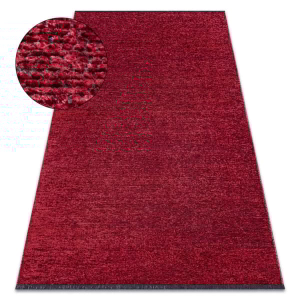 Tæppe FLORENCE 24021 Ensfarvet, glamour, fladvævet, frynser - rød, 135x190 cm