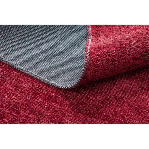 Matta FLORENCE 24021 Enfärgad, glamour, flatvävd, fransar - röd, 175x270 cm