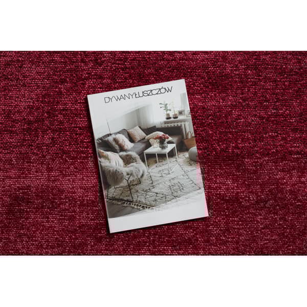 Matta FLORENCE 24021 Enfärgad, glamour, flatvävd, fransar - röd, 175x270 cm