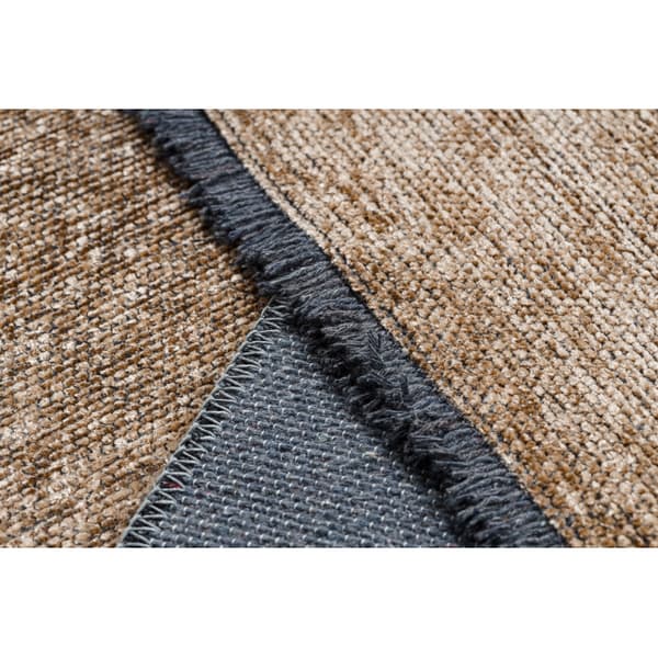 Matta FLORENCE 24021 Enfärgad, glamour, flatvävd, fransar - mörk beige, 118x170 cm