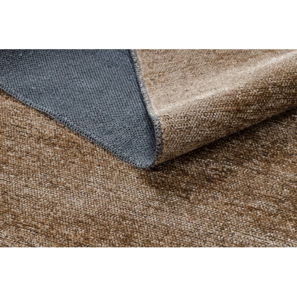 Matta FLORENCE 24021 Enfärgad, glamour, flatvävd, fransar - mörk beige, 118x170 cm