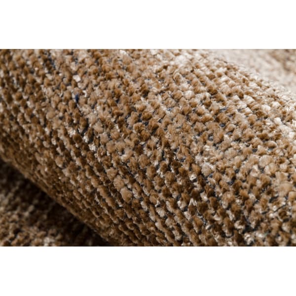 Matta FLORENCE 24021 Enfärgad, glamour, flatvävd, fransar - mörk beige, 118x170 cm