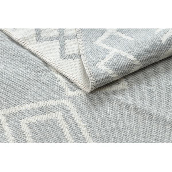 Matta TWIN 23000 Boho, bomull, dubbelsidig, diamanter Ekologiska fransar - grå / grädde, 140x190 cm