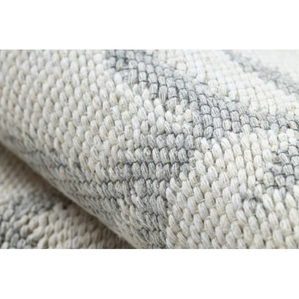 Matta TWIN 23000 Boho, bomull, dubbelsidig, diamanter Ekologiska fransar - grå / grädde, 140x190 cm