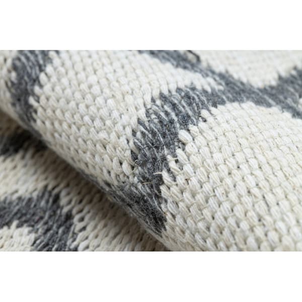 Matta TWIN 23000 Boho, bomull, dubbelsidig, diamanter Ekologiska fransar - antracit / grädde, 140x190 cm