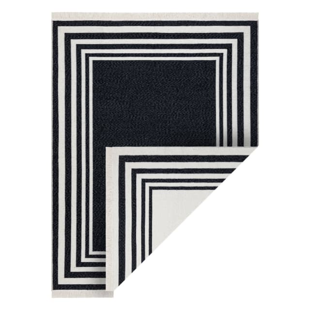 Matta TWIN 22990 Ram, bomull, dubbelsidig, diamanter Ekologiska fransar - svart / grädde, 60x90 cm