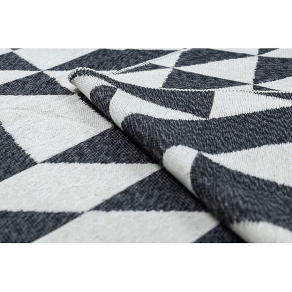 Matta TWIN 22992 geometrisk, bomull, dubbelsidig, Ekologiska fransar - svart / grädde, 60x90 cm