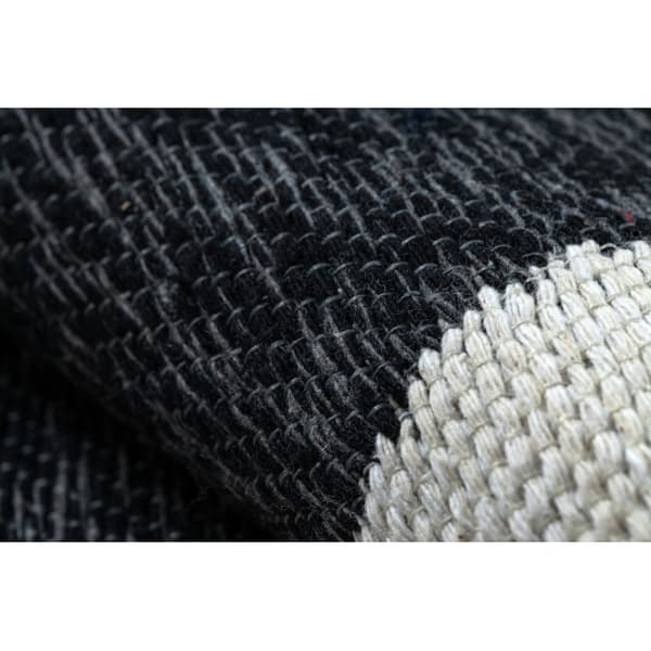 Tæppe TWIN 22992 geometrisk, bomuld, dobbeltsidet, Økologiske frynser - sort / creme, 140x190 cm