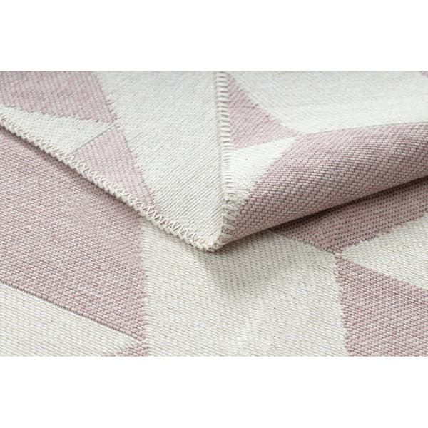 Matta TWIN 22992 geometrisk, bomull, dubbelsidig, Ekologiska fransar - rosa / grädde, 80x150 cm