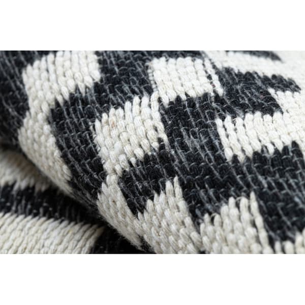 Tæppe TWIN 22996 geometrisk, striber bomuld, dobbeltsidet, Økologiske frynser - sort / creme, 80x150 cm