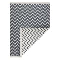 Miniatyrbild 1 av 5: Matta TWIN 23002 ZigZag, bomull, dubbelsidig, Ekologiska fransar - antracit / grädde, 160x220 cm