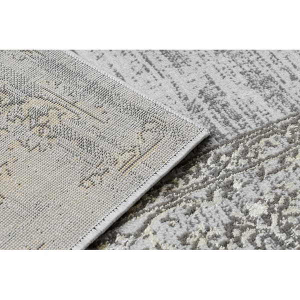 Matta LIRA E1468 Rosett, strukturell, modern, glamor - grå / guld, 160x220 cm