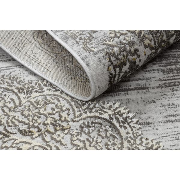 Matta LIRA E1468 Rosett, strukturell, modern, glamor - grå / guld, 160x220 cm