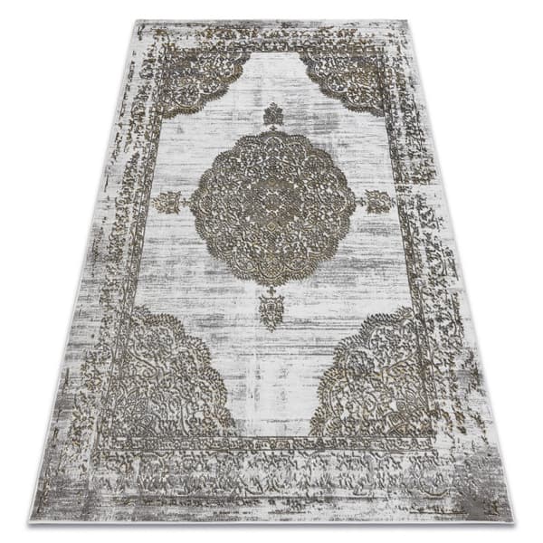 Matta LIRA E1468 Rosett, strukturell, modern, glamor - grå / guld, 160x220 cm