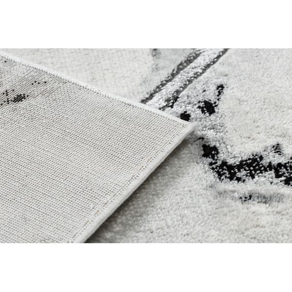 Exklusiv EMERALD Matta 0085 glamour, snygg marble, geometrisk vit / silver , 80x150 cm