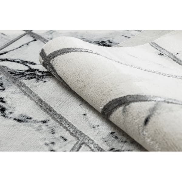 Exklusiv EMERALD Matta 0085 glamour, snygg marble, geometrisk vit / silver , 80x150 cm