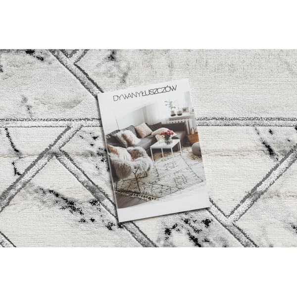 Exklusiv EMERALD Matta 0085 glamour, snygg marble, geometrisk vit / silver , 80x150 cm