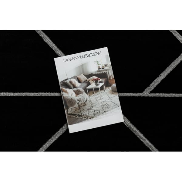 Exklusiv EMERALD Matta 7543 glamour, snygg geometrisk svart / silver , 160x220 cm