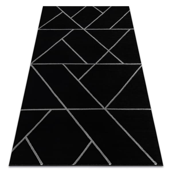 Exklusiv EMERALD Matta 7543 glamour, snygg geometrisk svart / silver , 160x220 cm