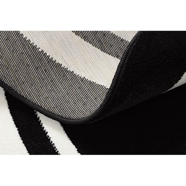 Tæppe HAMPTON Border hjul Ramme sort, cirkel 140 cm