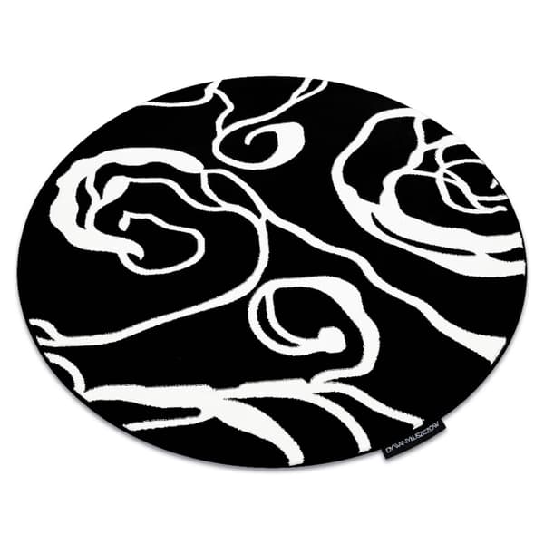 Matta HAMPTON Rosa cirkel ros, blommor svart, cirkel 160 cm