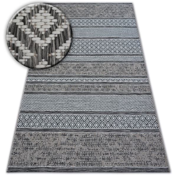 Matto STRING SIZAL LOFT 21118 BOHO väri norsunluu/hopea/harmaa, 120x170 cm