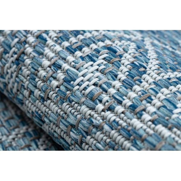 Matta SISAL LOFT 21207 Rosette BOHO cirkel ivory/silver/blå, cirkel 160 cm