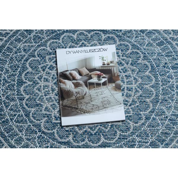 Matta SISAL LOFT 21207 Rosette BOHO cirkel ivory/silver/blå, cirkel 160 cm