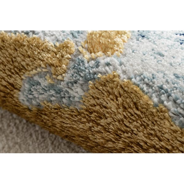 Exklusiv EMERALD Matta 1023 glamour, snygg abstraktion blå / guld, 200x290 cm
