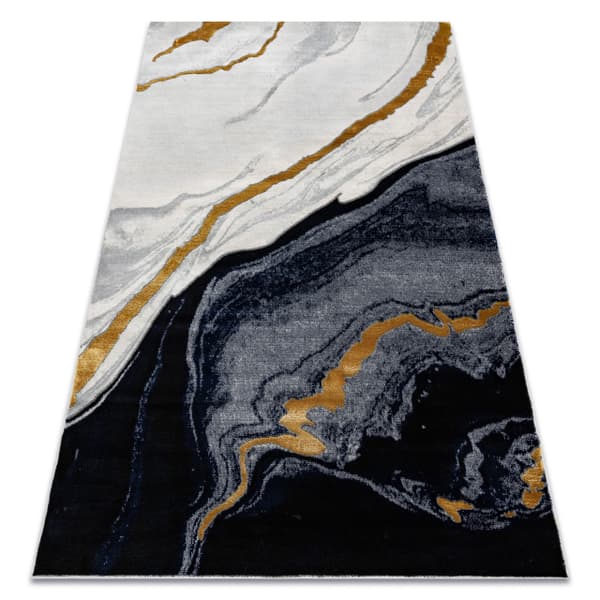 Exklusiv EMERALD Matta 1017 glamour, snygg marble mörkblå / guld, 80x150 cm