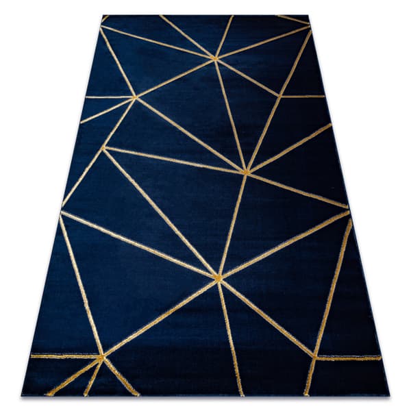 Exklusiv EMERALD Matta 1013 glamour, snygg geometrisk mörkblå / guld, 180x270 cm