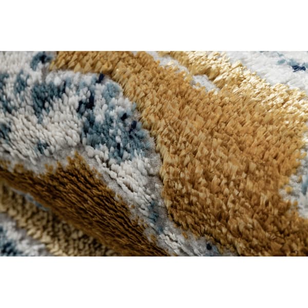 Exklusiv EMERALD Matta 1024 glamour, snygg abstraktion blå / guld, 240x330 cm